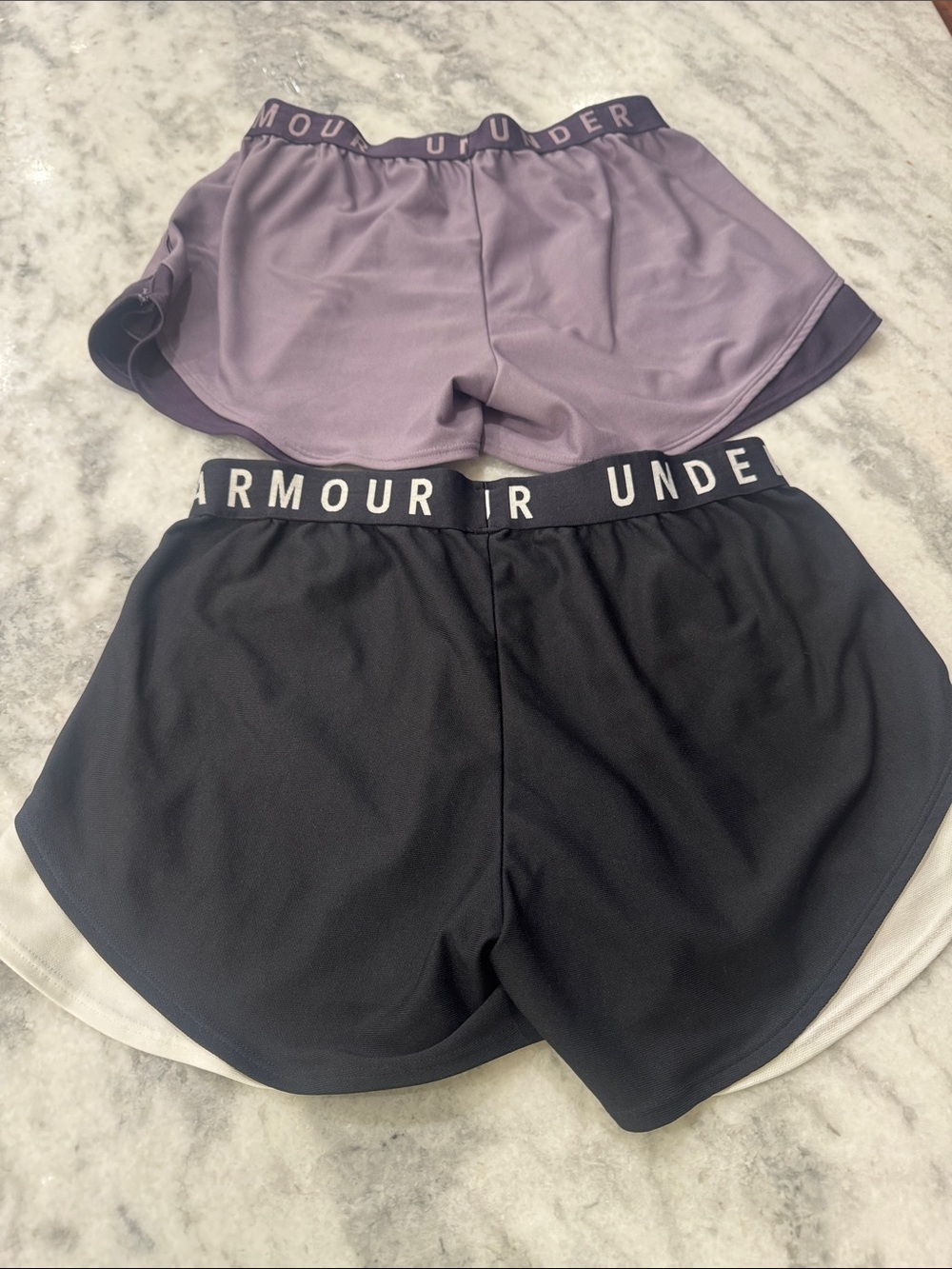 Under Armour Women’s Athletic Shorts - Black and Lavender - Picture 2 of 4